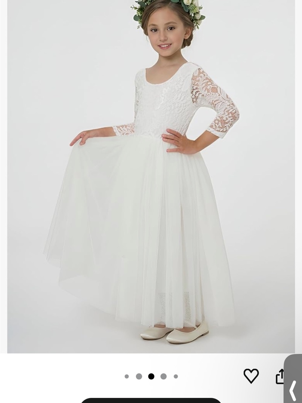 White Lace & Tulle Flower Girl Dress
